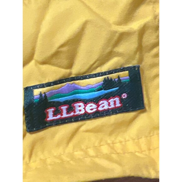 Vintage 90s LL Bean Yellow Windbreaker Rain Jacket Pullover Hood Pocket USA Sz S - Picture 2 of 5